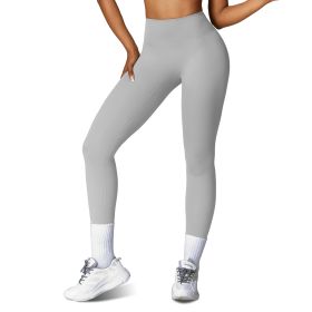 Women\'s High Waist Workout Leggings Tummy Control Compression Yoga Tight Pants Gym Pants Athletic Running Leggings with 25In Inseam No Front Seam (Option: LeggingsGreyS)