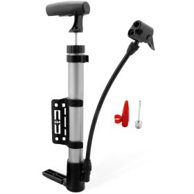 1Pc Mini Bike Inflator Portable Bicycle Tire Inflator Ball Air Inflating With Mount Frame For Mountain Road Bike (Option: Silver)