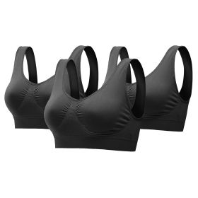 3 Pack Sport Bras For Women Seamless Wire-free Bra Light Support Tank Tops For Fitness Workout Sports Yoga Sleep Wearing (Option: BraBKBKBKM)