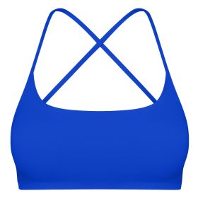 Women Cross Back Sport Bras Padded Strappy Crop Open Back Low Impact Bras Sexy Fitness Tank Tops with Removable Pads Thin Straps for Gym Yoga Workout (Option: BraBlueS)