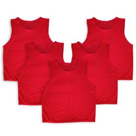 5Pcs Mesh Scrimmage Vests Soccer Basketball Team Training Pinnies Jerseys Shirt Adult Plus Size (Option: BibsRedAdultPlus)