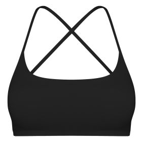 Women Cross Back Sport Bras Padded Strappy Crop Open Back Low Impact Bras Sexy Fitness Tank Tops with Removable Pads Thin Straps for Gym Yoga Workout (Option: BraBlackL)