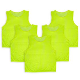 5Pcs Mesh Scrimmage Vests Soccer Basketball Team Training Pinnies Jerseys Shirt Adult Size (Option: BibsGreenAdult)