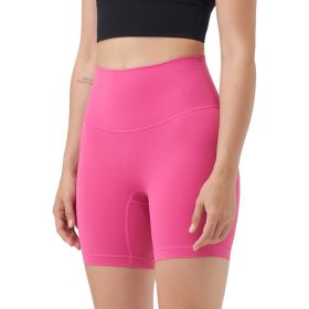 Women\'s High Waist Biker Shorts Tummy Control Pants Athletic Leggings Spandex Booty Shorts with 6.3In Inseam No Front Seam for Workout Yoga Running V (Option: BikerShortsPinkM)
