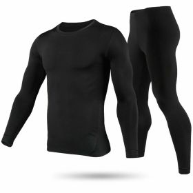 Men Thermal Underwear Set Long Johns Pants Long Sleeve Soft Underwear Kit Top Bottom Winter Sports Suits (Option: LongJohnsBlackXL)