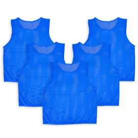 5Pcs Mesh Scrimmage Vests Soccer Basketball Team Training Pinnies Jerseys Shirt For Kids (Option: BibsBlueKid)