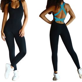 Women\'s Sports YOGA Workout Gym Fitness Jumpsuit (Option: GiftGymFitPantsBlueL)