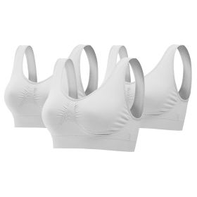 3 Pack Sport Bras For Women Seamless Wire-free Bra Light Support Tank Tops For Fitness Workout Sports Yoga Sleep Wearing (Option: BraWHWHWHS)