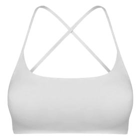 Women Cross Back Sport Bras Padded Strappy Crop Open Back Low Impact Bras Sexy Fitness Tank Tops with Removable Pads Thin Straps for Gym Yoga Workout (Option: BraWhiteS)