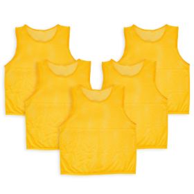 5Pcs Mesh Scrimmage Vests Soccer Basketball Team Training Pinnies Jerseys Shirt For Kids (Option: BibsYellowKid)