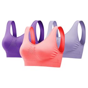 3 Pack Sport Bras For Women Seamless Wire-free Bra Light Support Tank Tops For Fitness Workout Sports Yoga Sleep Wearing (Option: BraPPGYMelonRed4XL)