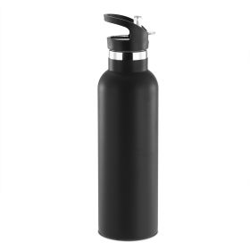 Sports Water Bottle Stainless Steel Vacuum-Insulated Drinking Cup w/ Straws Outdoor Cycling Hiking (Option: StillWaterBottle1LBLK)