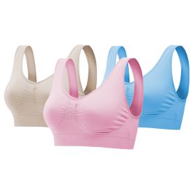 3 Pack Sport Bras For Women Seamless Wire-free Bra Light Support Tank Tops For Fitness Workout Sports Yoga Sleep Wearing (Option: BraLPLBNudeL)