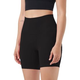 Women\'s High Waist Biker Shorts Tummy Control Pants Athletic Leggings Spandex Booty Shorts with 6.3In Inseam No Front Seam for Workout Yoga Running V (Option: BikerShortsBlackS)