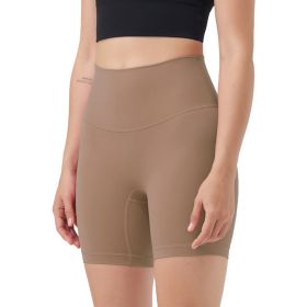 Women\'s High Waist Biker Shorts Tummy Control Pants Athletic Leggings Spandex Booty Shorts with 6.3In Inseam No Front Seam for Workout Yoga Running V (Option: BikerShortsCoffeeL)