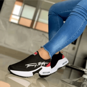 Tennis Shoes for Women 2022 Gym Sports Shoes Female Wedge Platform Sneakers Lace-up Breathable Walking Shoes Tenis Feminino (Color: BLACK, Shoe Size: 41)