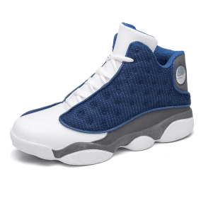JJ tiger Couples 4 color Plus size High top basketball shoes (36-47 optional) (Color: BLUE WHITE, size: 42)