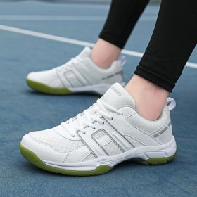 Badminton shoes Men's and women's professional comfortable breathable fashion tennis shoes Badminton shoes competition training sports couple sho (Color: White grey, size: 44)