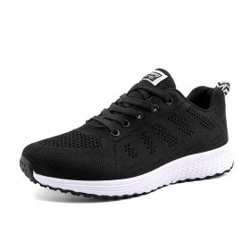 New women's woven sports shoes, breathable and casual couple sports shoes (Color: BLACK, size: 37)