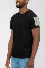 SHORT SLEEVE COTTON TSHIRT (Color: BLACK GREY, size: XL)