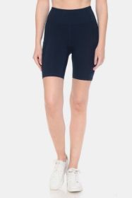 Leggings Depot Full Size High Waist Active Shorts (Color: NAVY, size: 3XL)
