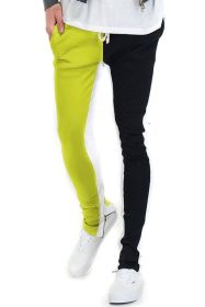 TWO TONE COLOR BLOCK TRACK PANT JOGGER (Color: LIME/BLACK, size: XL)