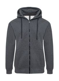 Heavyweight Fleece Zipper Hoodie (Color: Charcoal, size: 2XL)