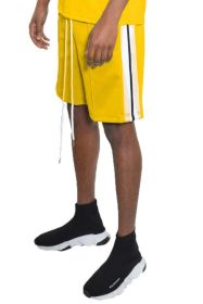 Side Stripe Tape Shorts (Color: YELLOW, size: 3XL)