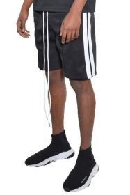 Side Stripe Tape Shorts (Color: BLACK, size: 3XL)
