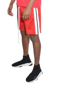Side Stripe Tape Shorts (Color: Red, size: L)