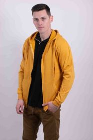 FLEECE ZIPPER HOODIE (Color: Mustard, size: L)