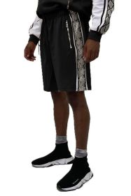 SNAKE PRINT SHORTS (Color: BLACK, size: L)