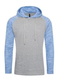 Raglan Long Sleeves Light Weight Hoodie (Color: Charcoal/Grey Inject, size: S)