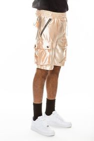 Satin Street Cargo Shorts (Color: CHAMPAGNE, size: S)