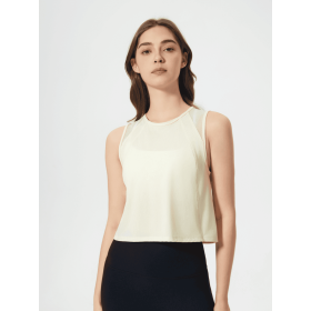JupiterGear Round-Neck Cropped Tank (Color: Pastel Yellow, size: 4)