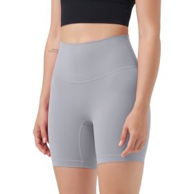 Women\'s High Waist Biker Shorts Tummy Control Pants Athletic Leggings Spandex Booty Shorts with 6.3In Inseam No Front Seam for Workout Yoga Running V (Option: BikerShortsGreyS)