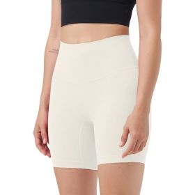 Women\'s High Waist Biker Shorts Tummy Control Pants Athletic Leggings Spandex Booty Shorts with 6.3In Inseam No Front Seam for Workout Yoga Running V (Option: BikerShortsIvoryM)